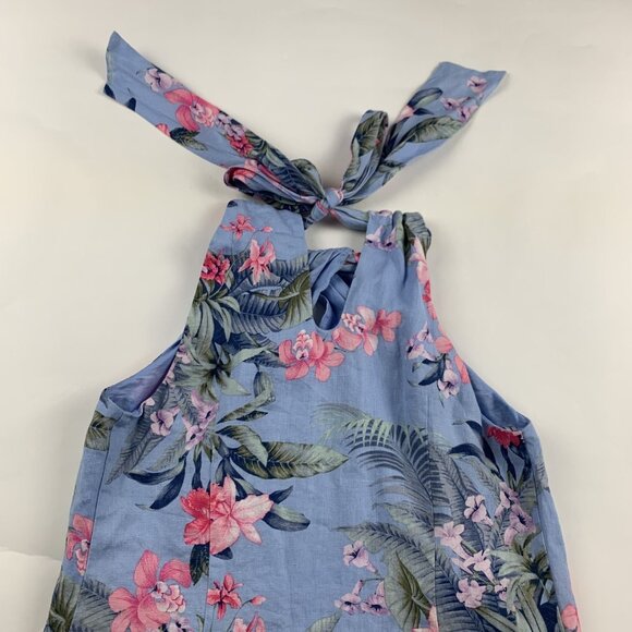 Tommy Bahama Blue Pink Floral Linen High Twist Neck Dress S - Picture 7 of 7